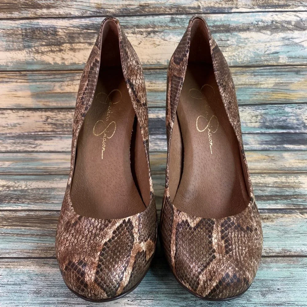 Jessica Simpson Pumps Womens Size 6.5B Brown Leopard Print Dress Shoes